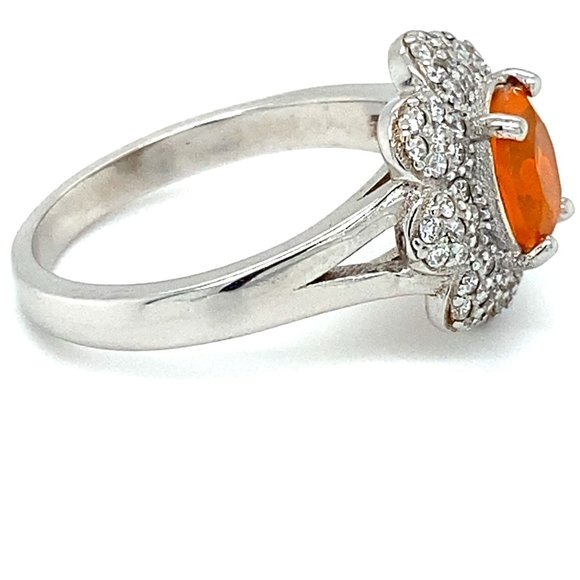 Orange Opal .60ct Platinum Solid Silver Ring